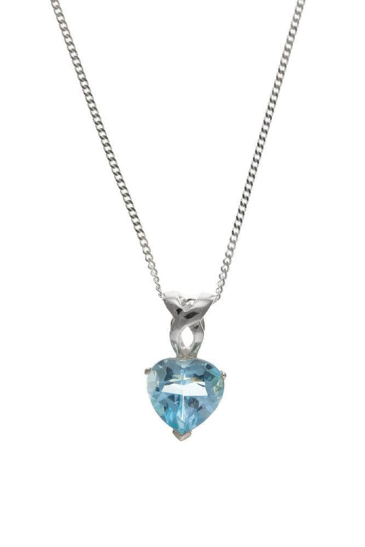 Blue Topaz  Sterling Silver Heart Necklace Pendant