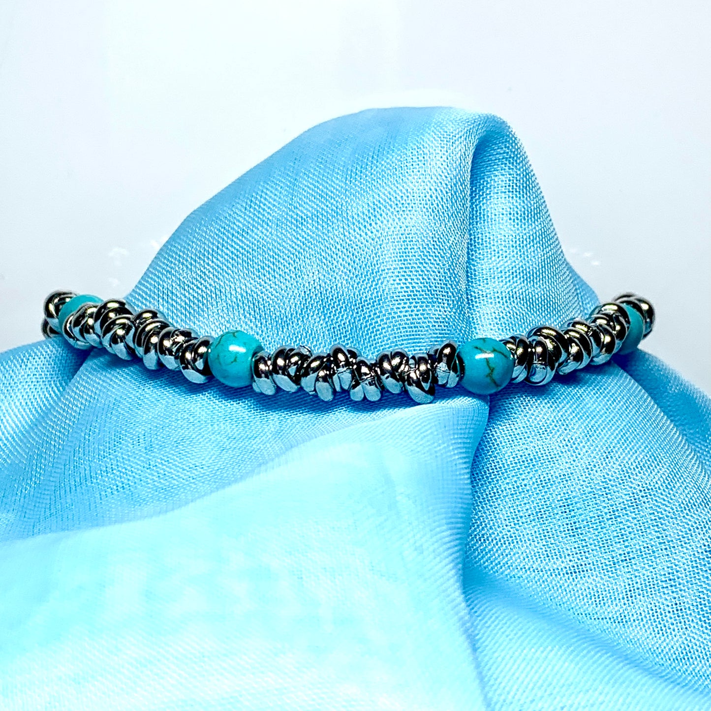 Bracelet turquoise heavy solid stainless steel