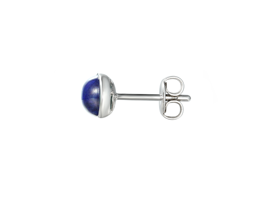 Blue lapis lazuli round sterling silver stud earrings circle