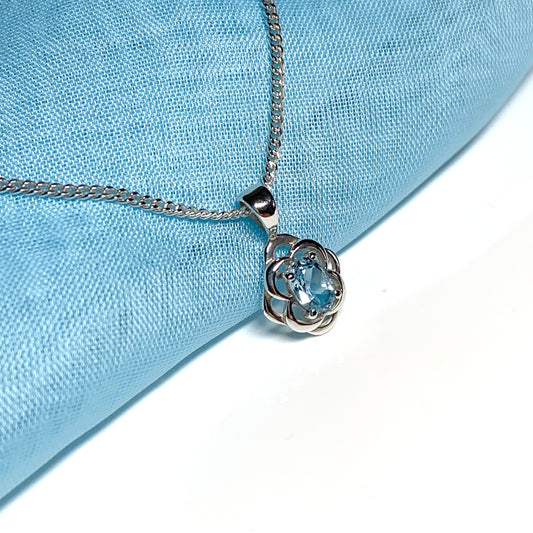 Blue topaz necklace sterling silver pendant Celtic