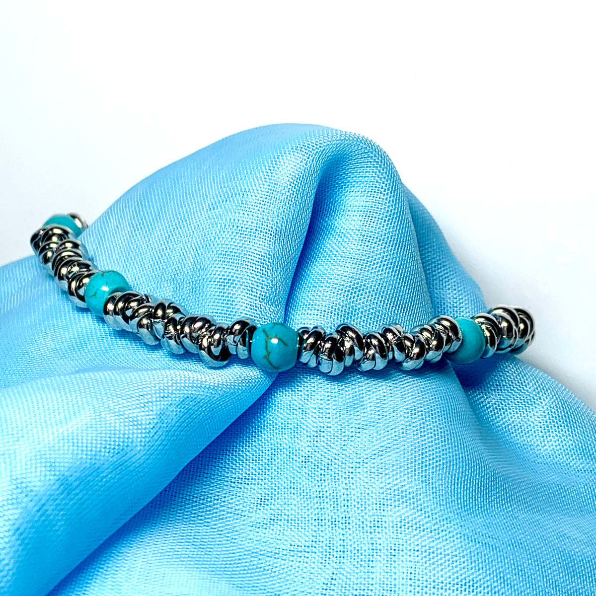 Bracelet turquoise heavy solid stainless steel