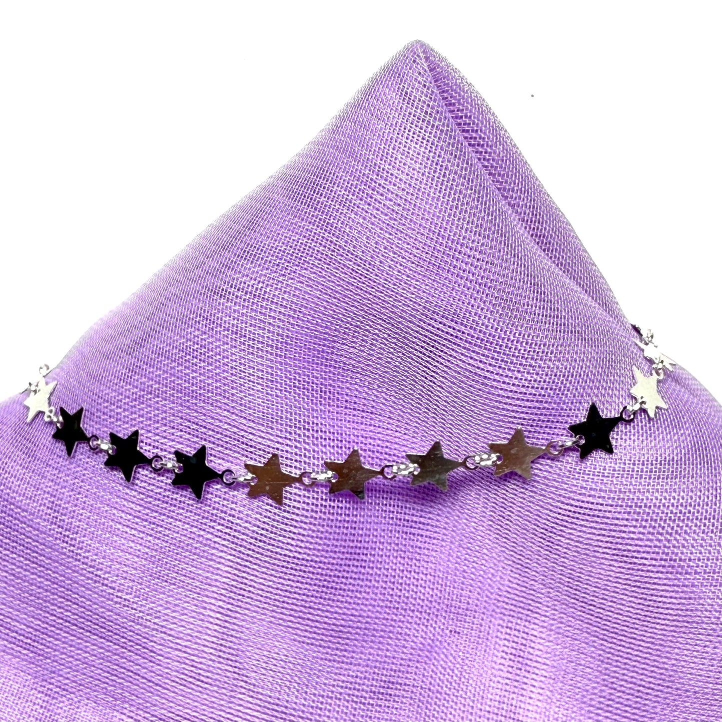 Bracelet ladies star link design sterling silver or anklet
