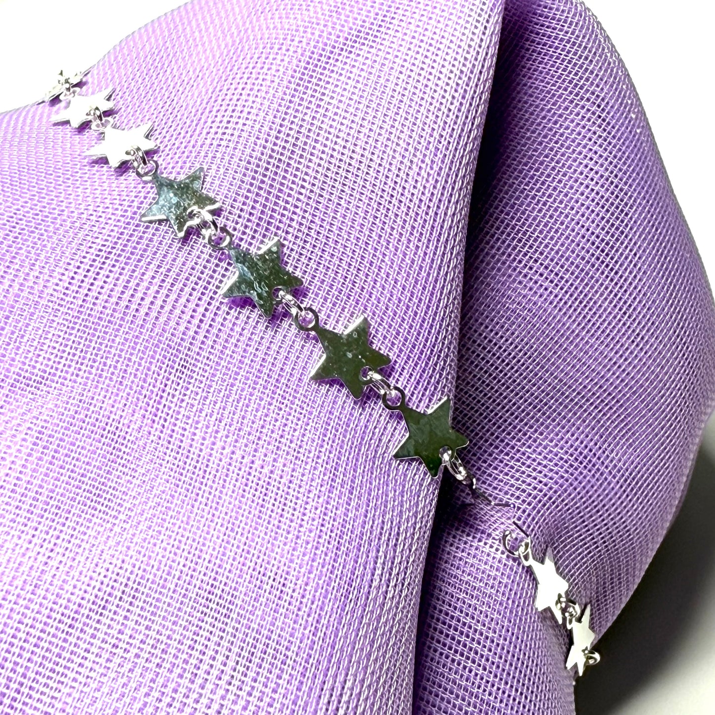 Bracelet ladies star link design sterling silver or anklet