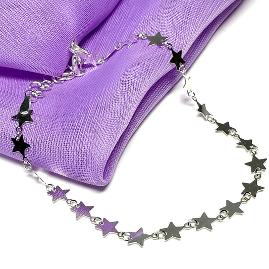Bracelet ladies star link design sterling silver or anklet