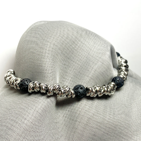 Bracelet lava black heavy solid stainless steel