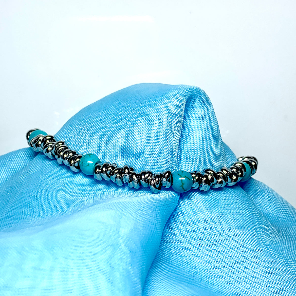 Bracelet turquoise heavy solid stainless steel