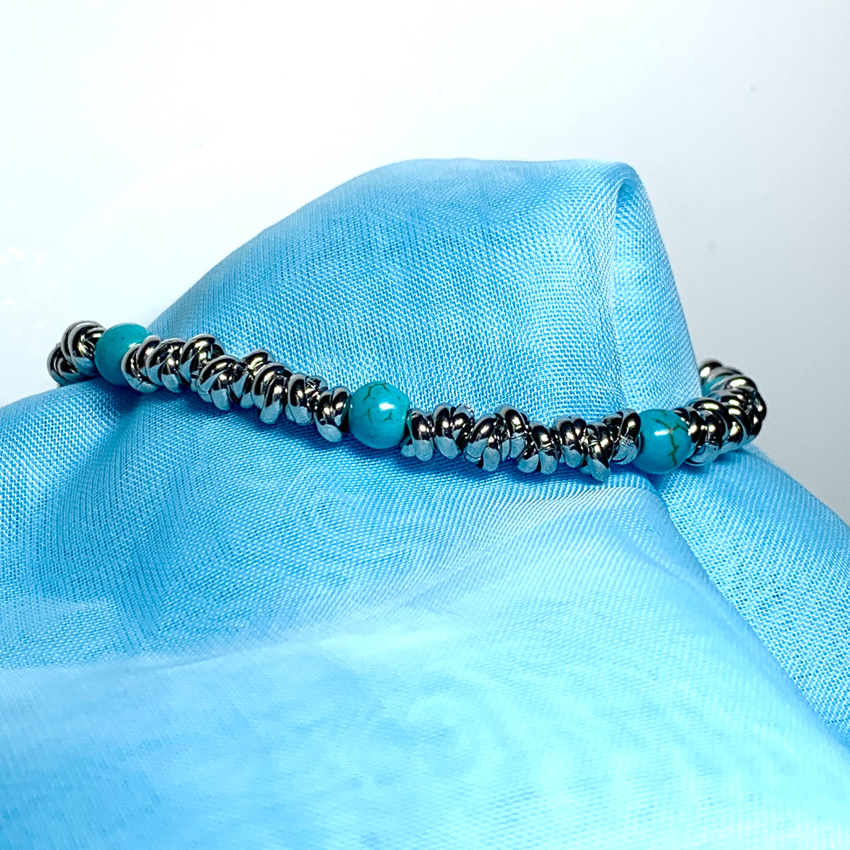Bracelet turquoise heavy solid stainless steel