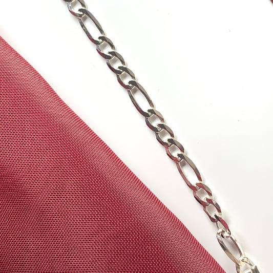 Bracelet ladies figaro link design solid sterling silver