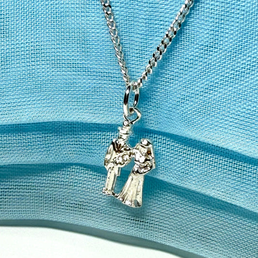 Bride And Groom Necklace Sterling Silver Pendant