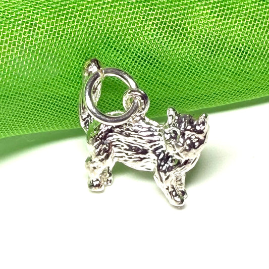 Cat charm solid sterling silver