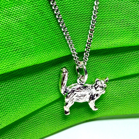Cat necklace solid sterling silver