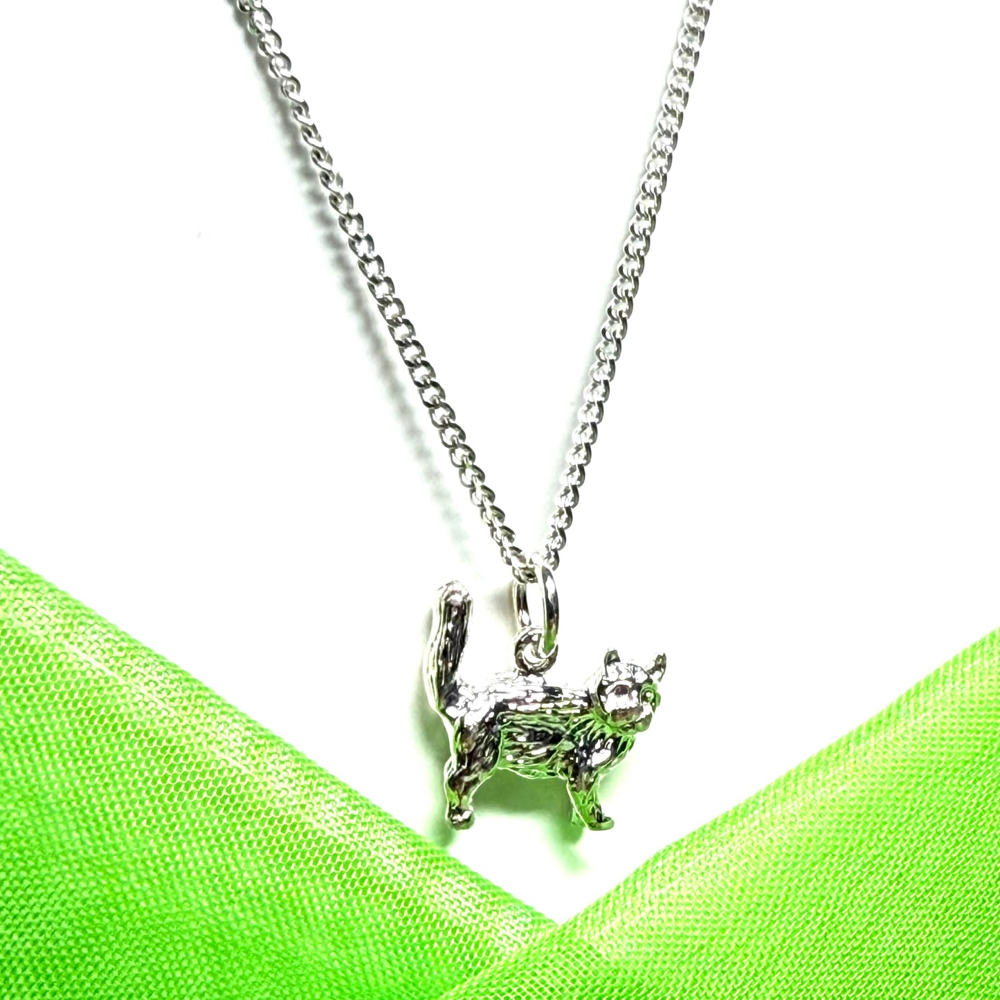 Cat necklace solid sterling silver