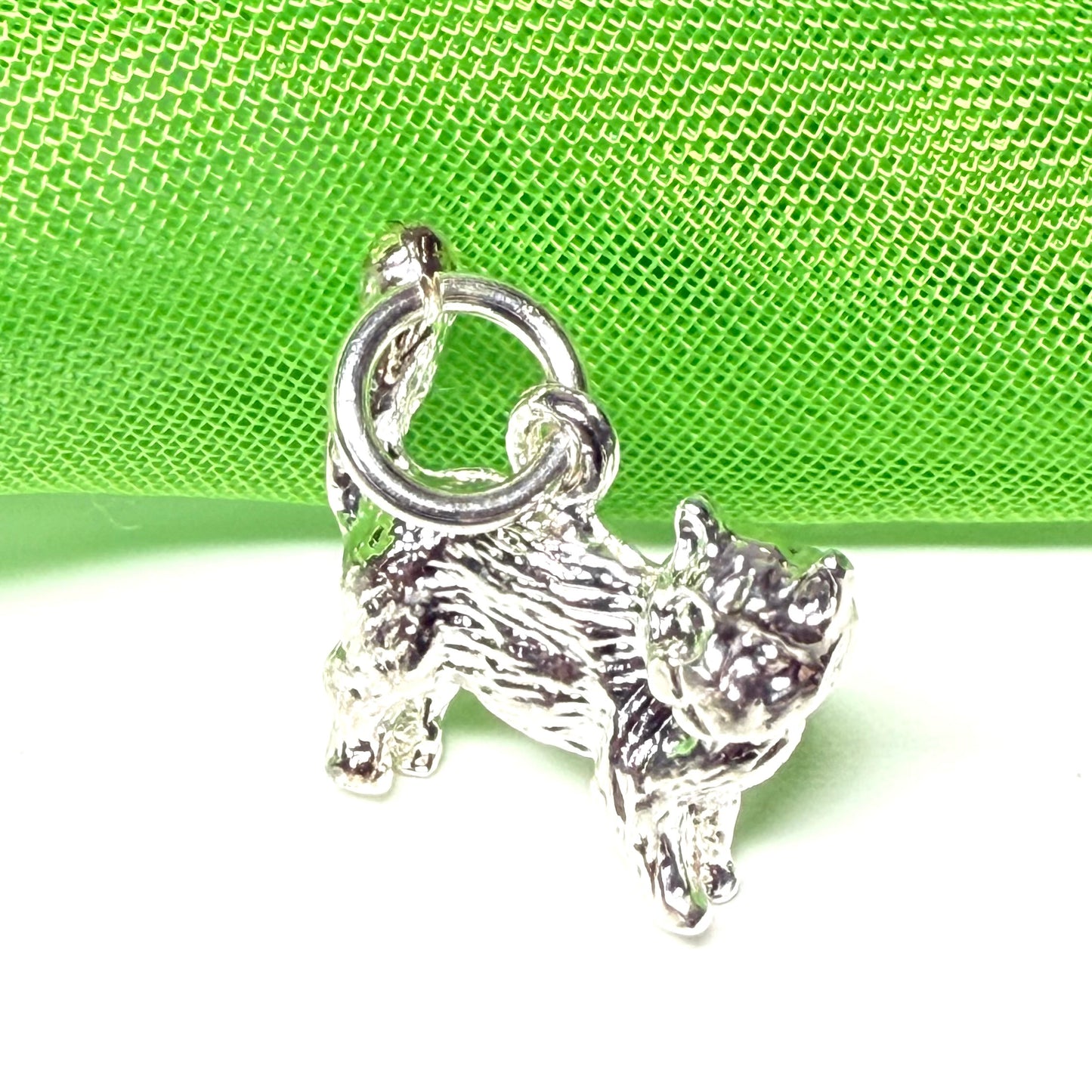 Cat shape charm solid sterling silver