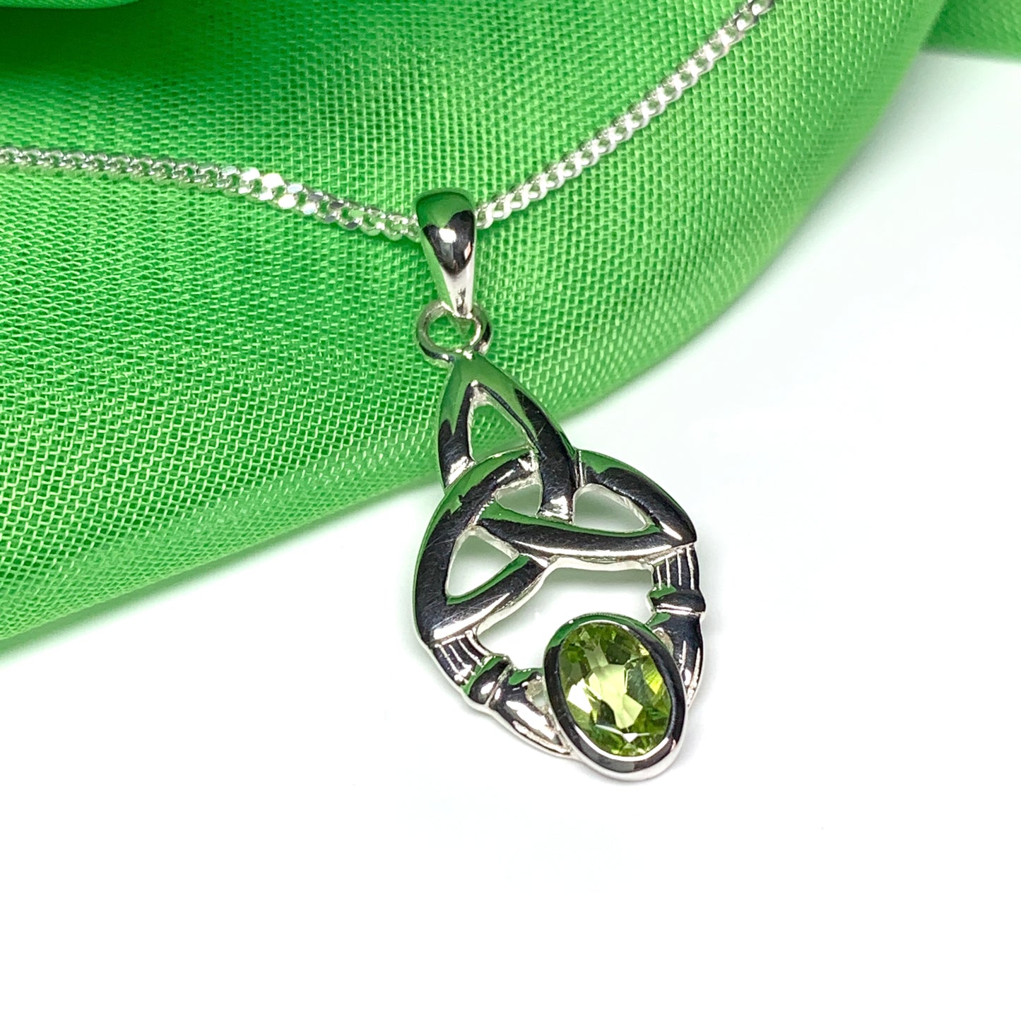 Celtic oval peridot necklace