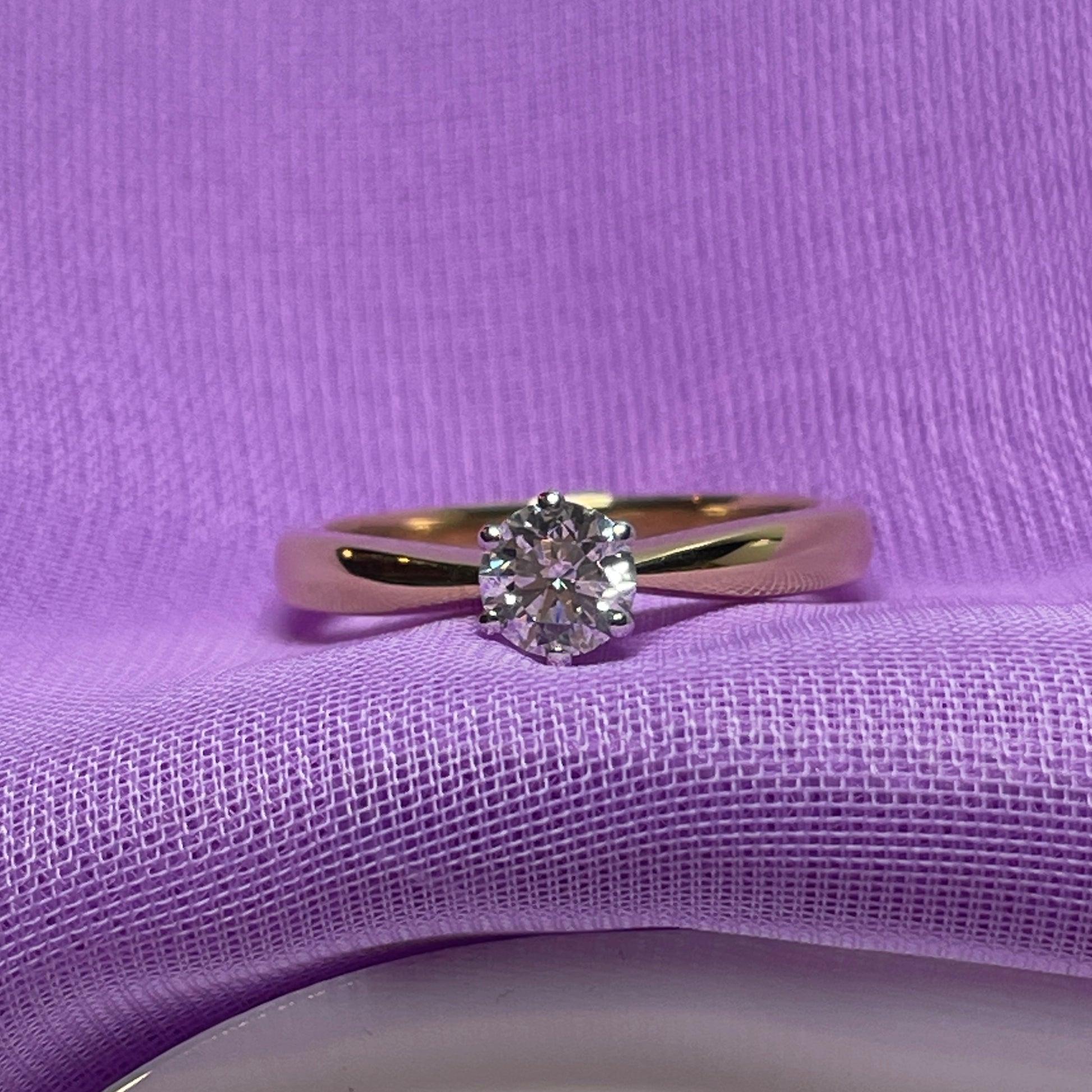 Certified diamond solitaire ring half carat single stone yellow gold diamond engagement 50 points