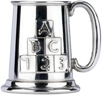 Child's Pewter Tankard ABC 123 Christening Gift