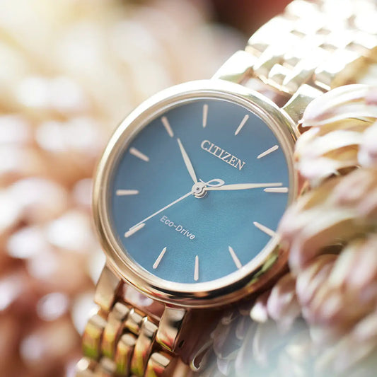 Citizen green dial watch ladies Eco Drive gold plated bracelet L Silhouette