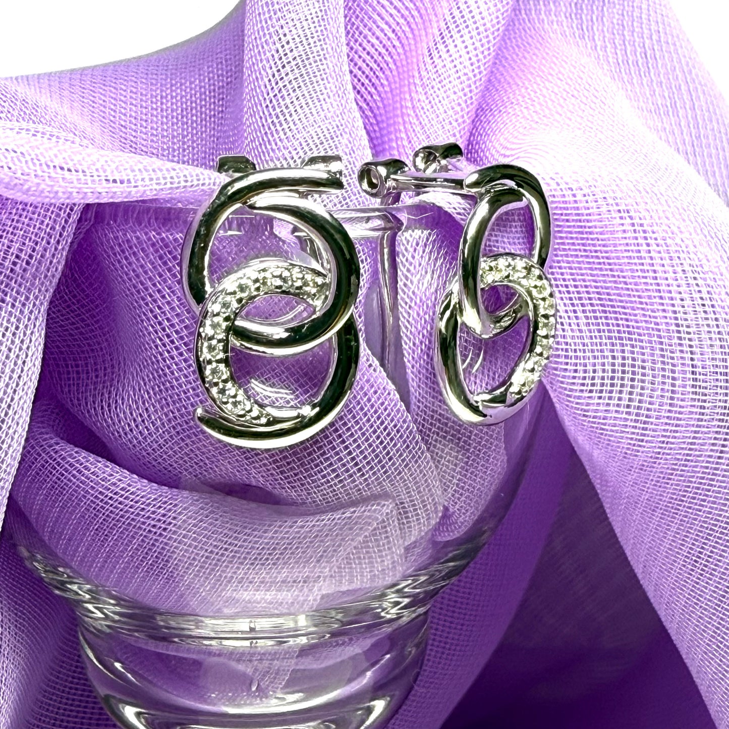 Clip on earrings sterling silver double swirl design