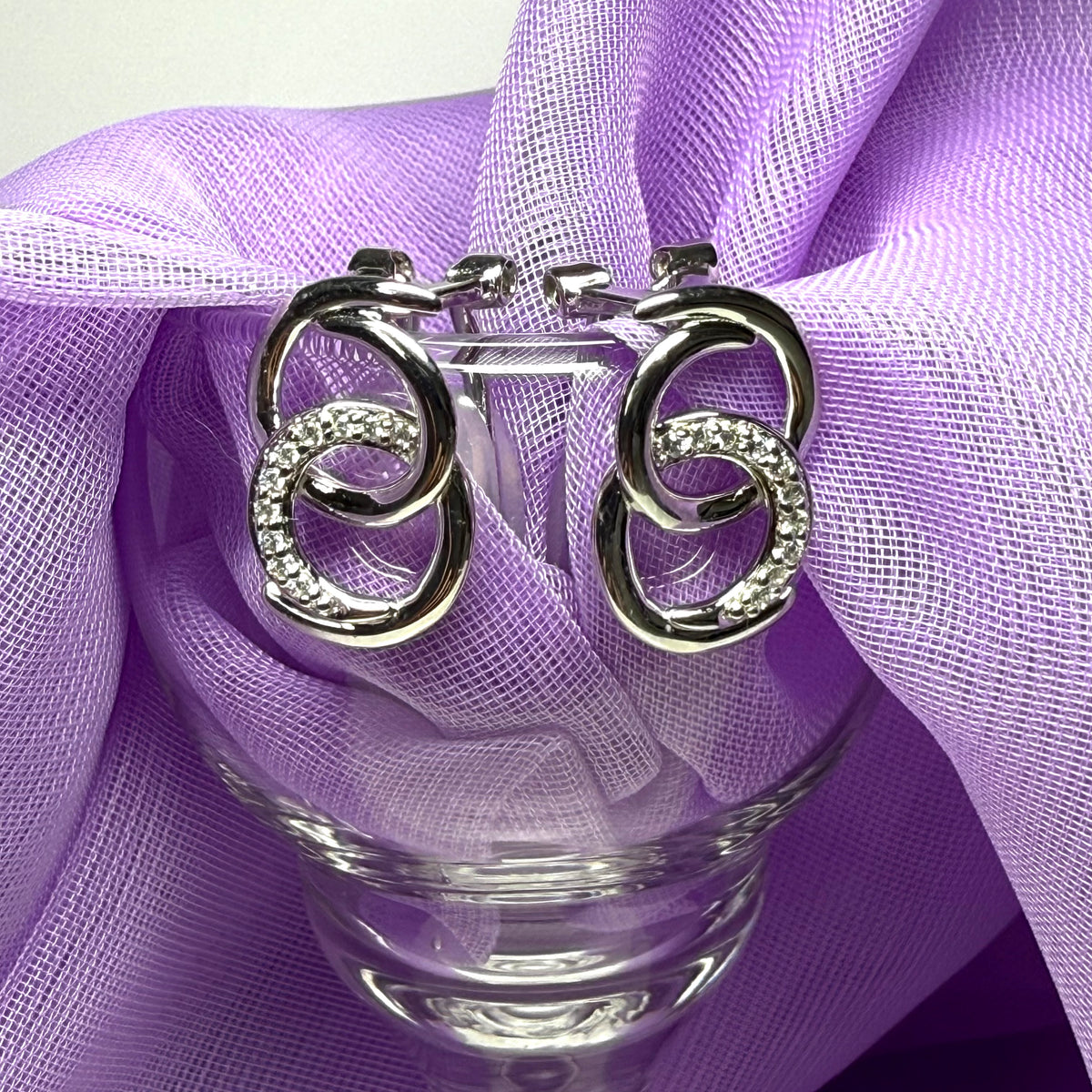 Clip on earrings sterling silver double swirl design
