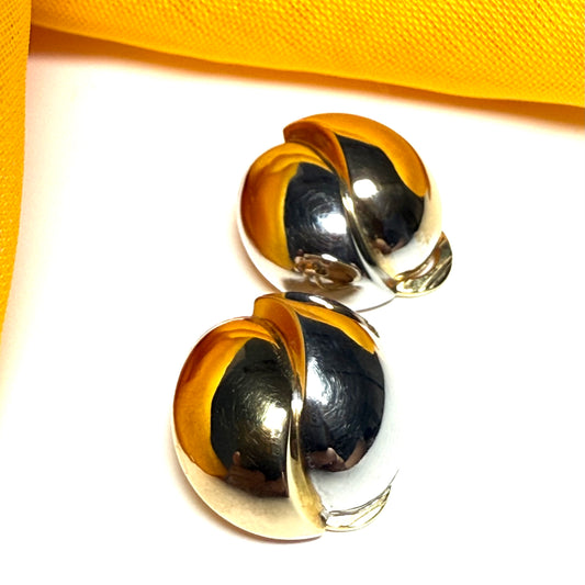 Clip on earrings with two tone yellow and white gold