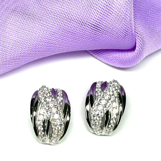 Clip on earrings sterling silver kiss fancy crossover swirl designed