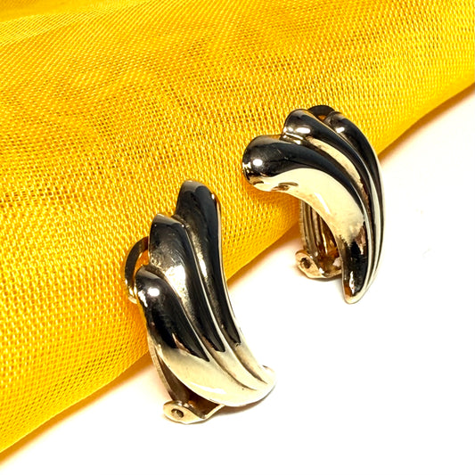 Swirl clip on earrings yellow gold