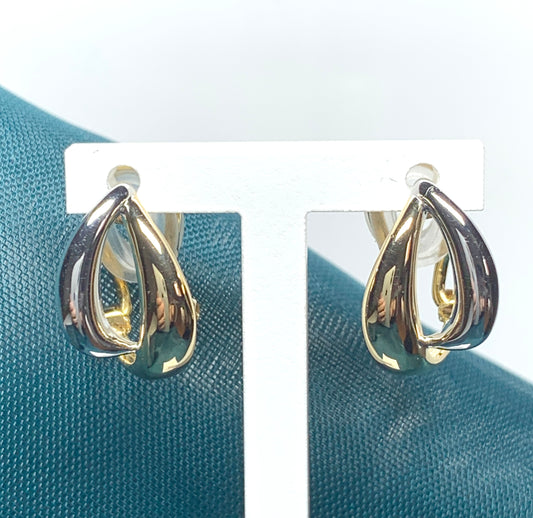 Clip on earrings sterling silver double two colour swirl design