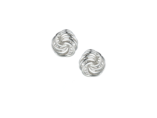 Clip on earrings sterling silver large knot swirl design