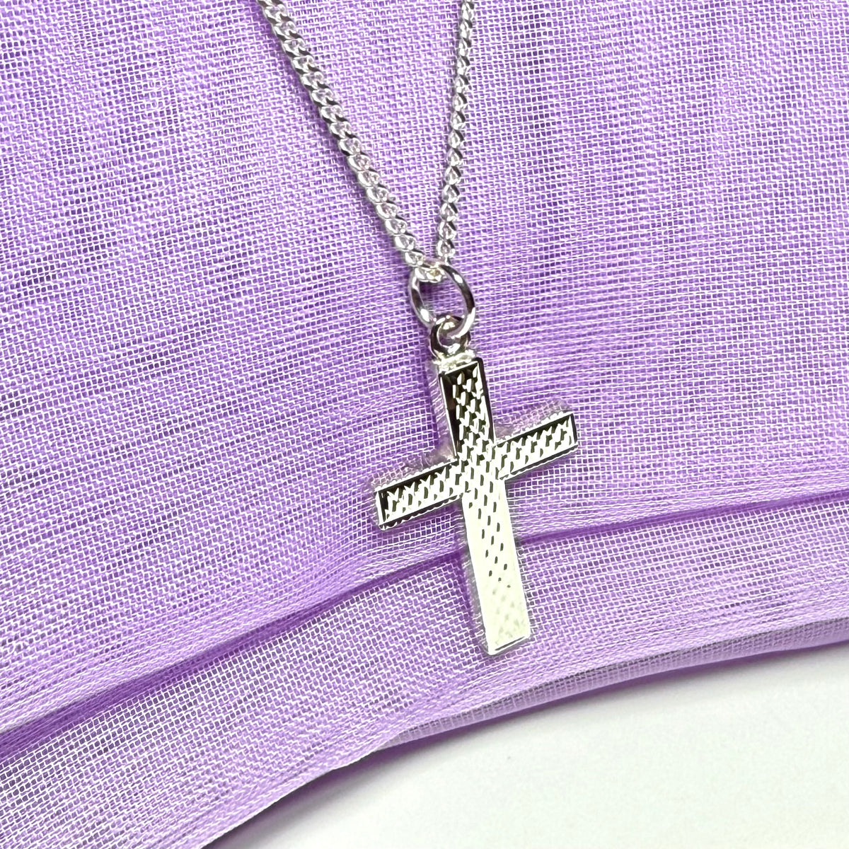Cross solid necklace patterned sterling silver including chain