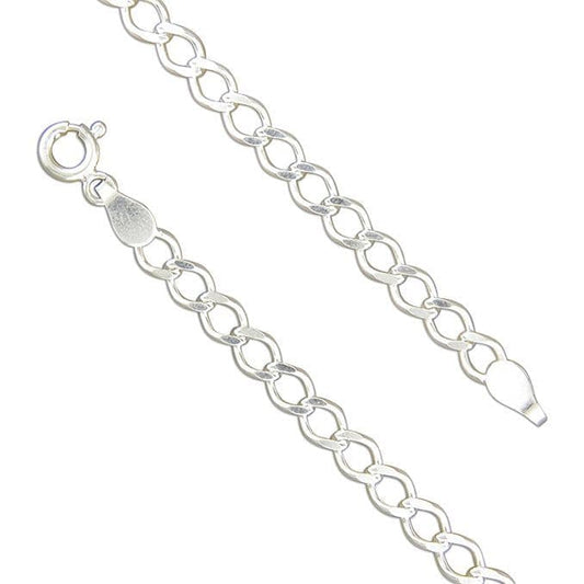 Curb Linked Ladies Polished Sterling Silver Bracelet