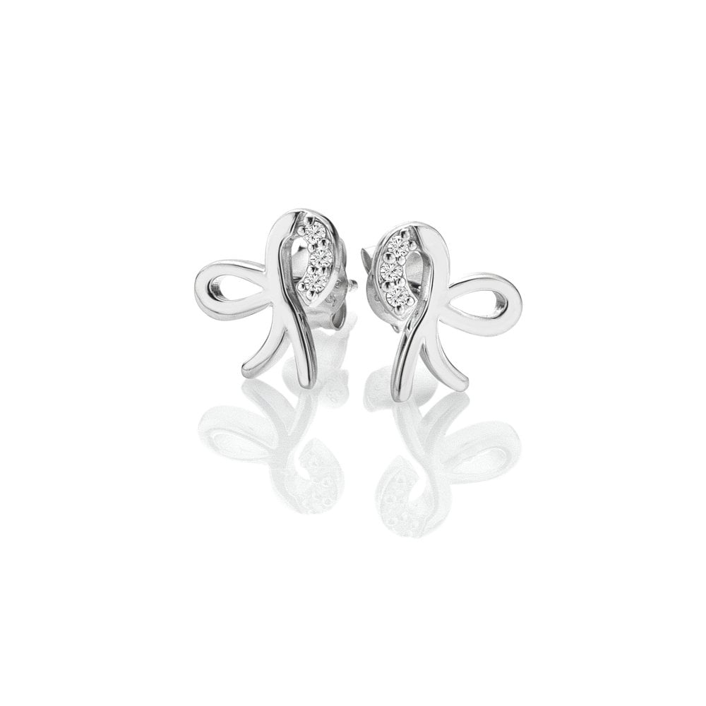 Hot Diamonds sterling silver tied ribbon bow stud earrings