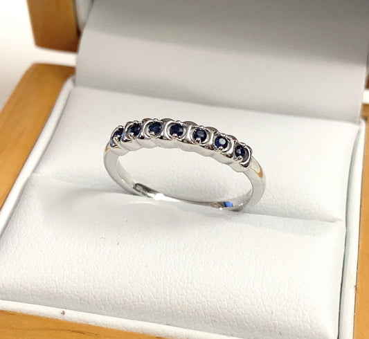 Dark Blue Sapphire Eternity Ring White Gold
