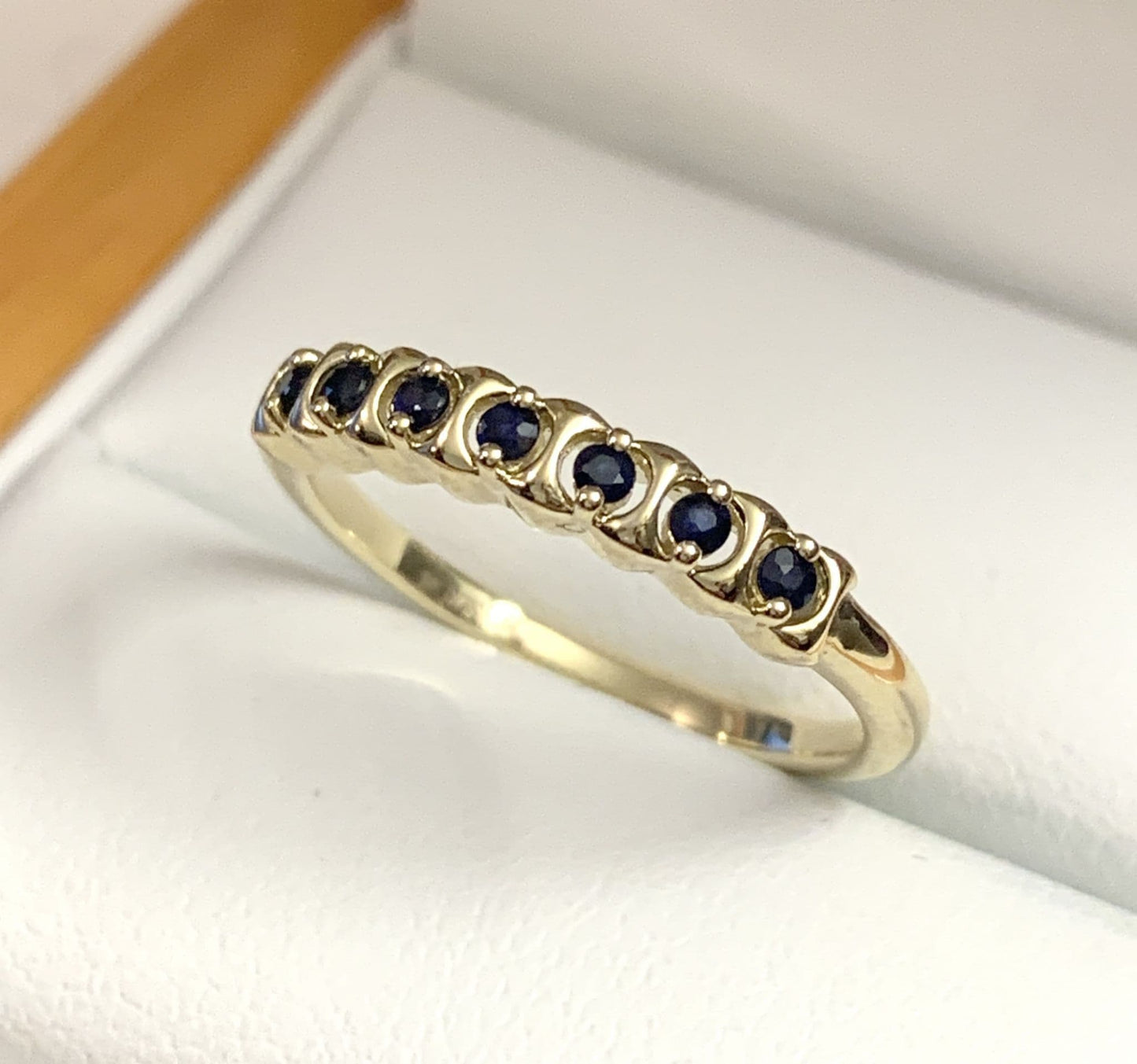 Dark Blue Sapphire Eternity Ring Yellow Gold