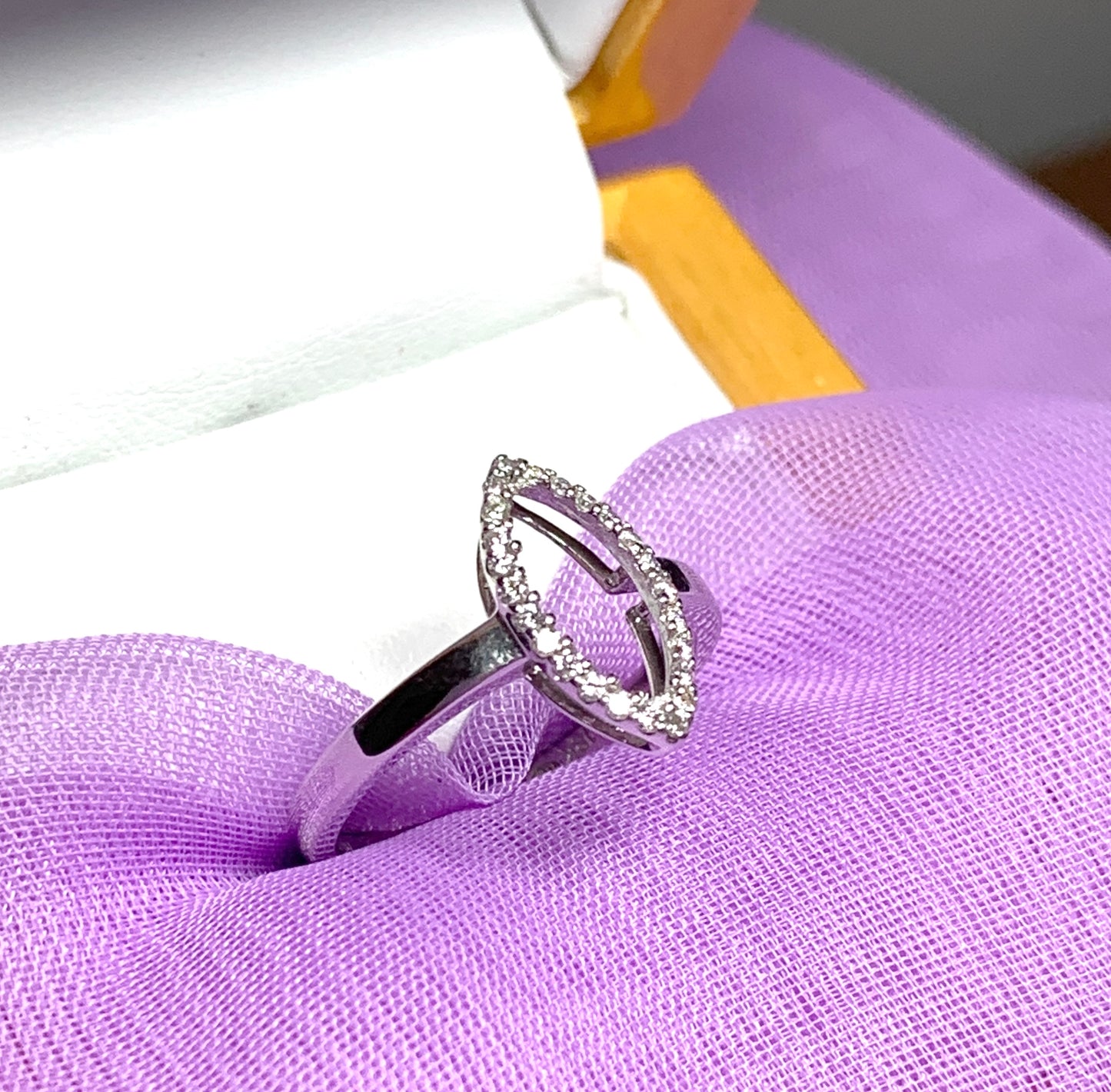 Diamond Cluster White Gold Open Pierced Dress Ring