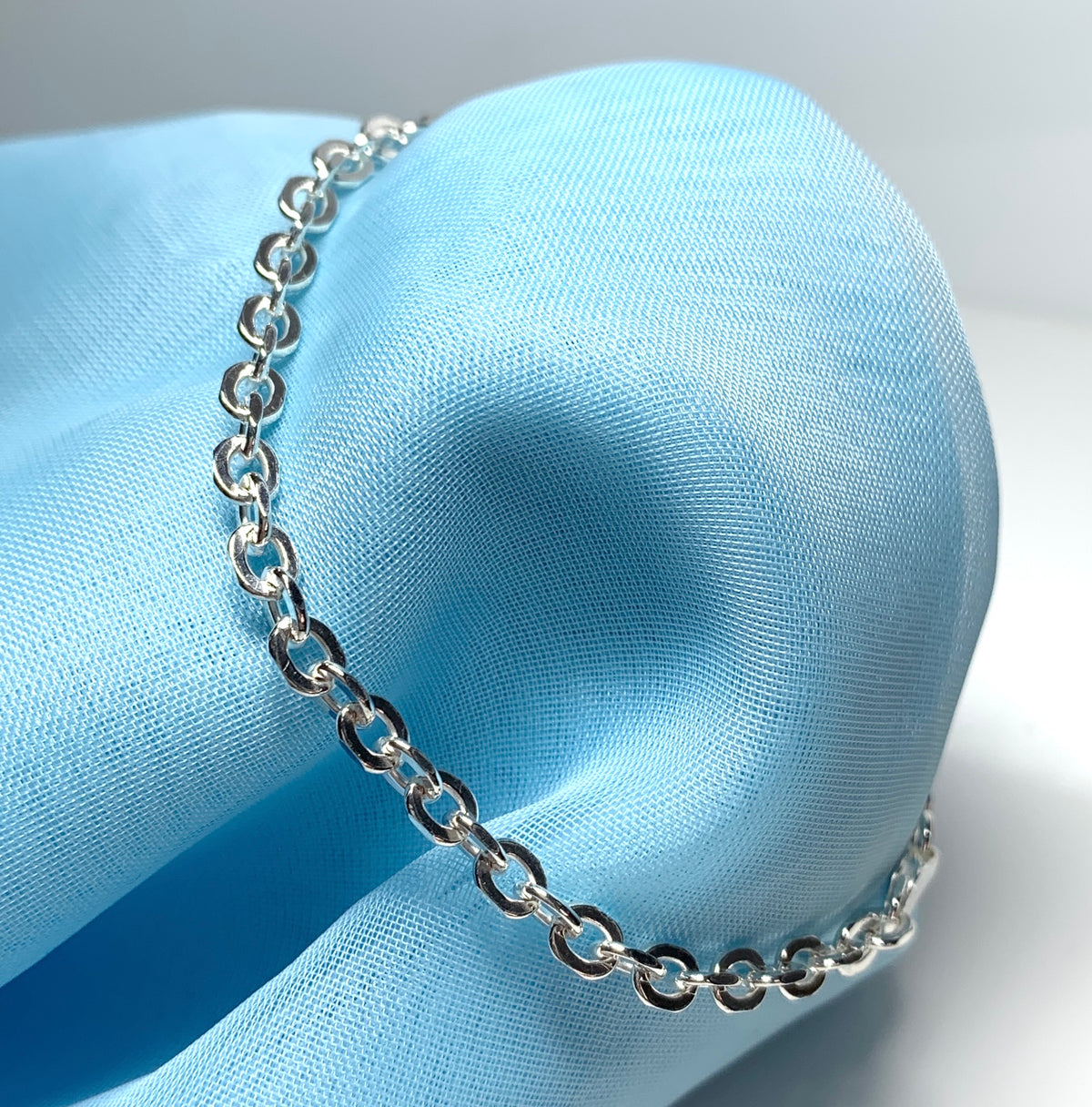 Diamond cut anchor link solid sterling silver ladies bracelet