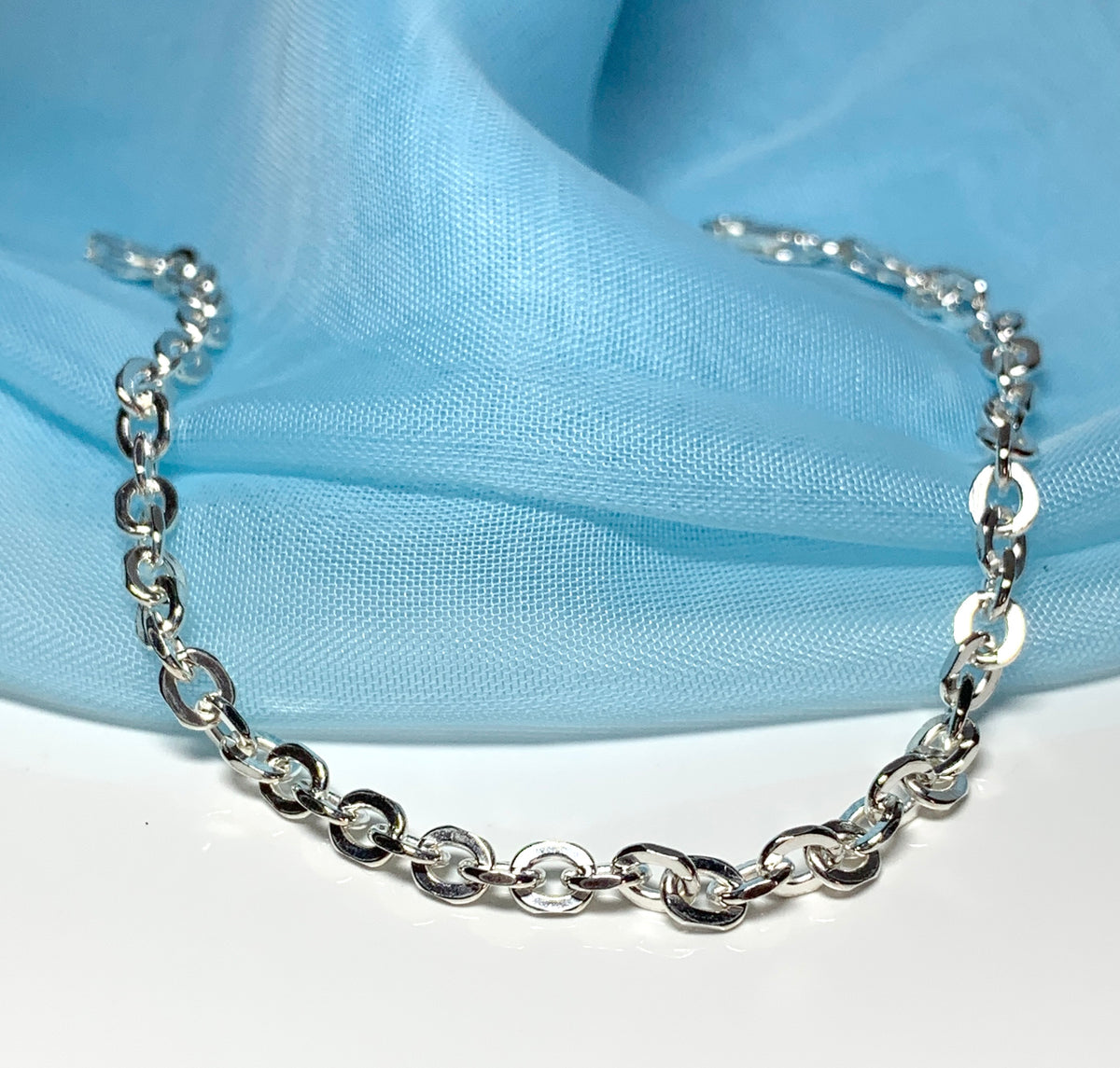 Diamond cut anchor link solid sterling silver ladies bracelet