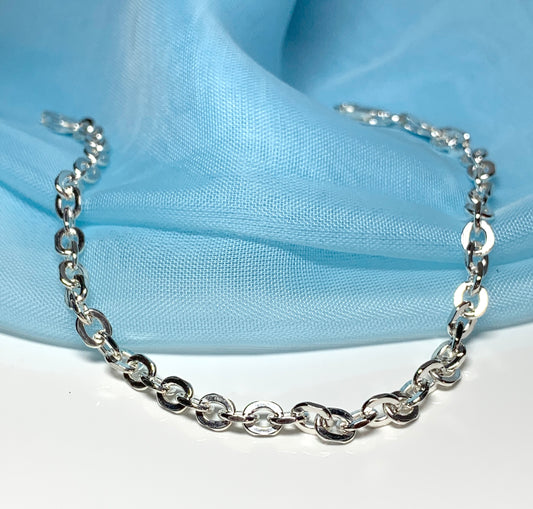 Diamond cut anchor link solid sterling silver ladies bracelet