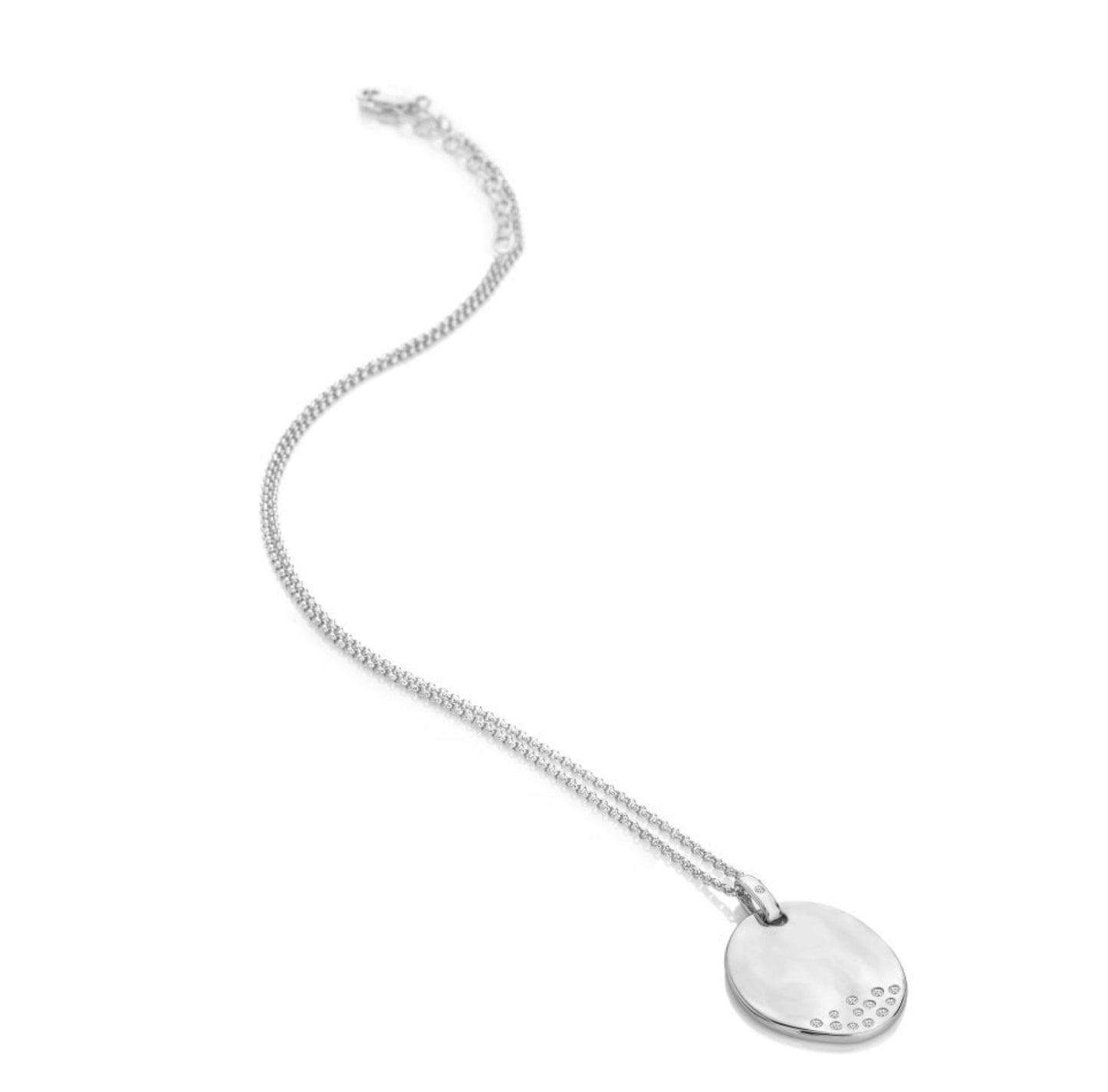 Diamond large oval shaped necklace Hot Diamonds sterling silver Illuminate pendant DP1032