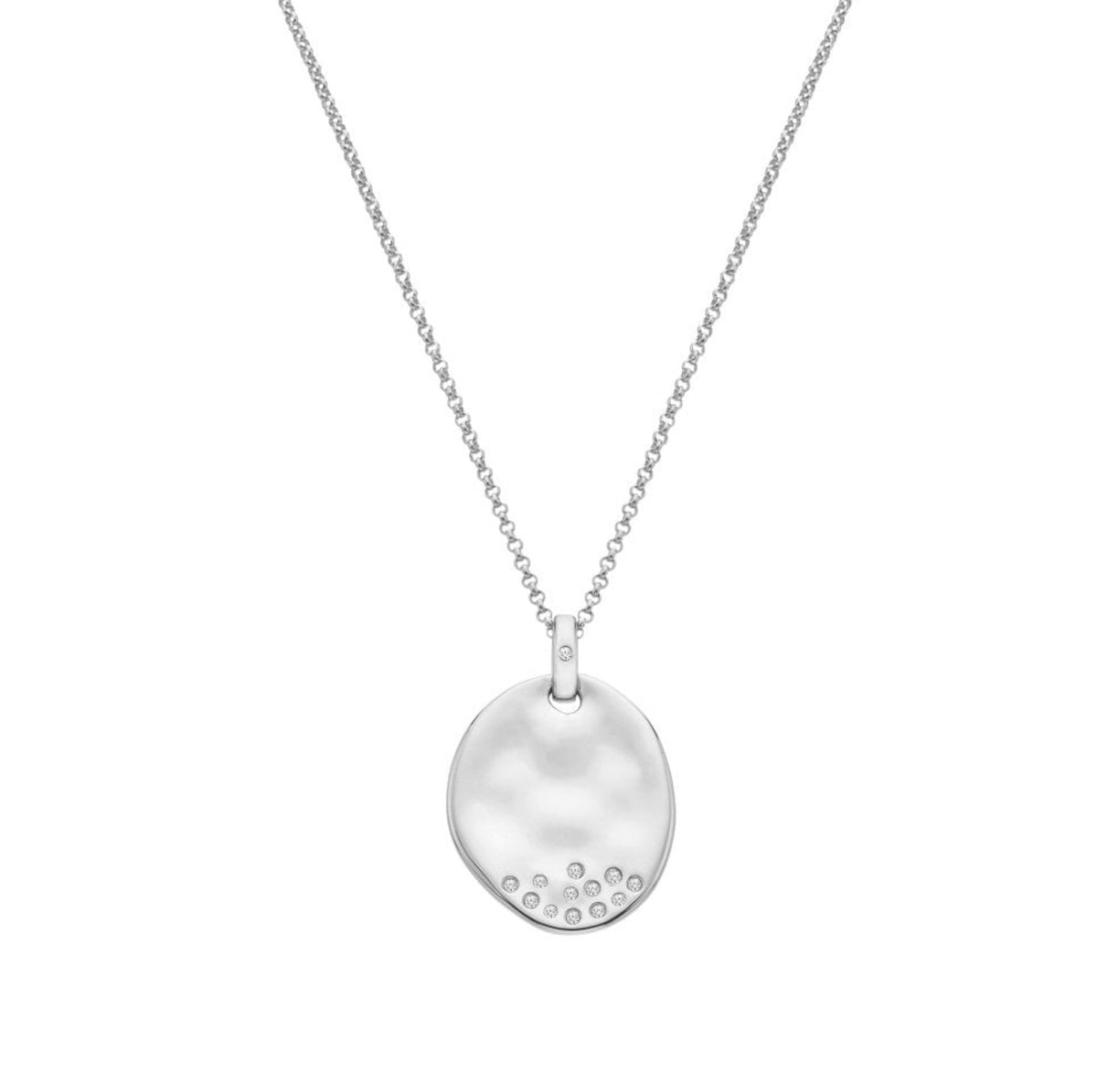Diamond large oval shaped necklace Hot Diamonds sterling silver Illuminate pendant DP1032