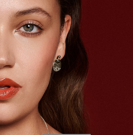 Diamond oval shaped drop earrings Hot Diamonds sterling silver Illuminate DE826 In the ears