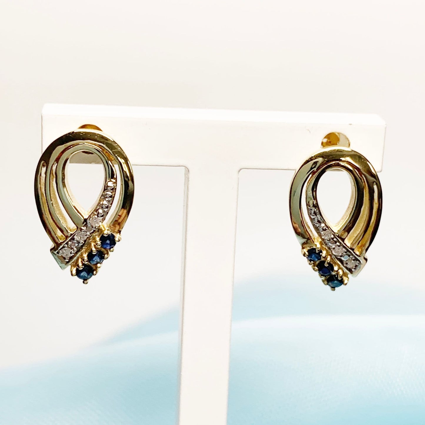 Yellow Gold Fancy Pierced Sapphire And Diamond Earrings