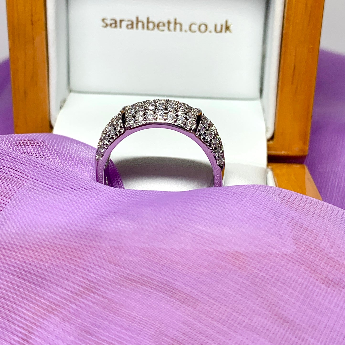 Domed Five Row Sterling Silver Cubic Zirconia Ladies Ring