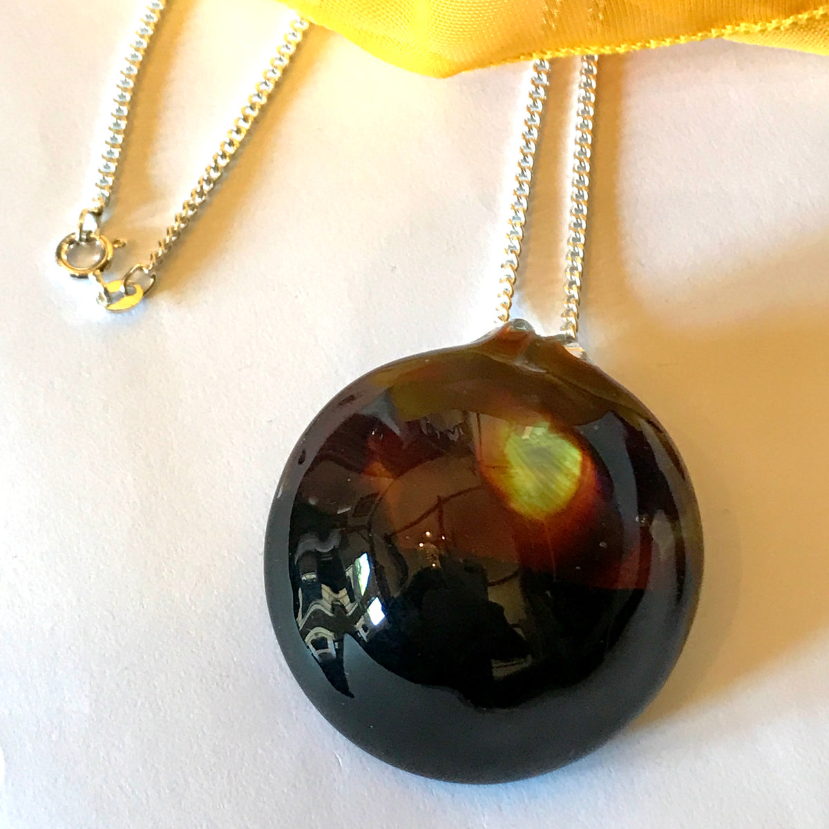 Elegant brown black round real Murano Glass necklace
