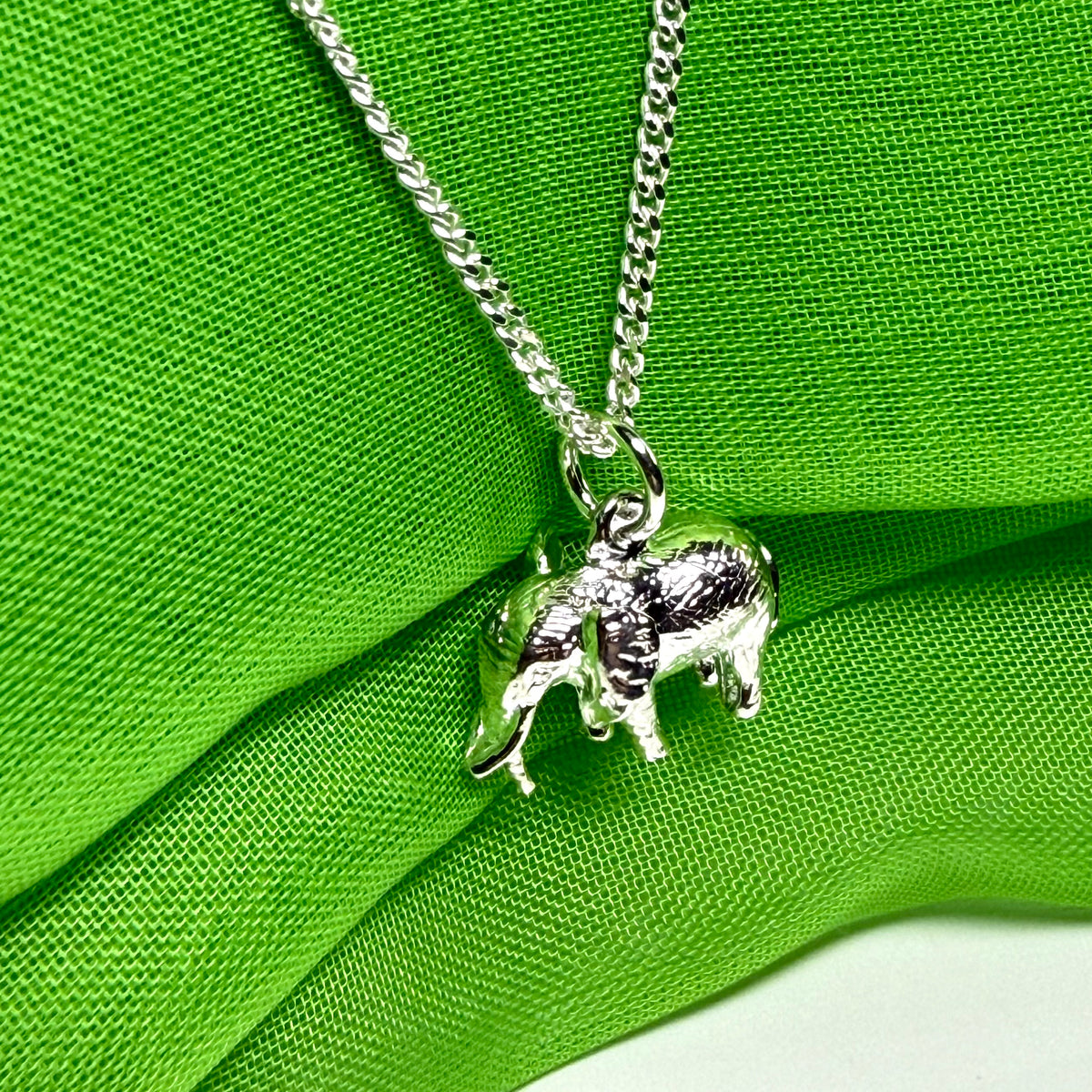 Elephant Charm Solid Sterling Silver Necklace Pendant