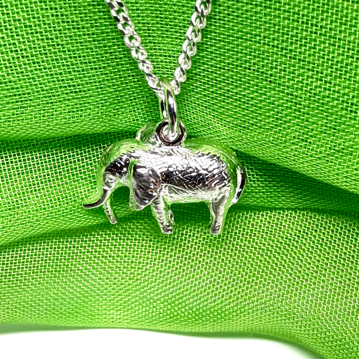 Elephant Charm Solid Sterling Silver Necklace Pendant