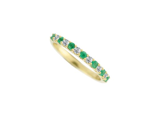 Emerald And Diamond Yellow Gold Eternity Ring