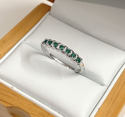 Green Emerald Eternity Ring White Gold