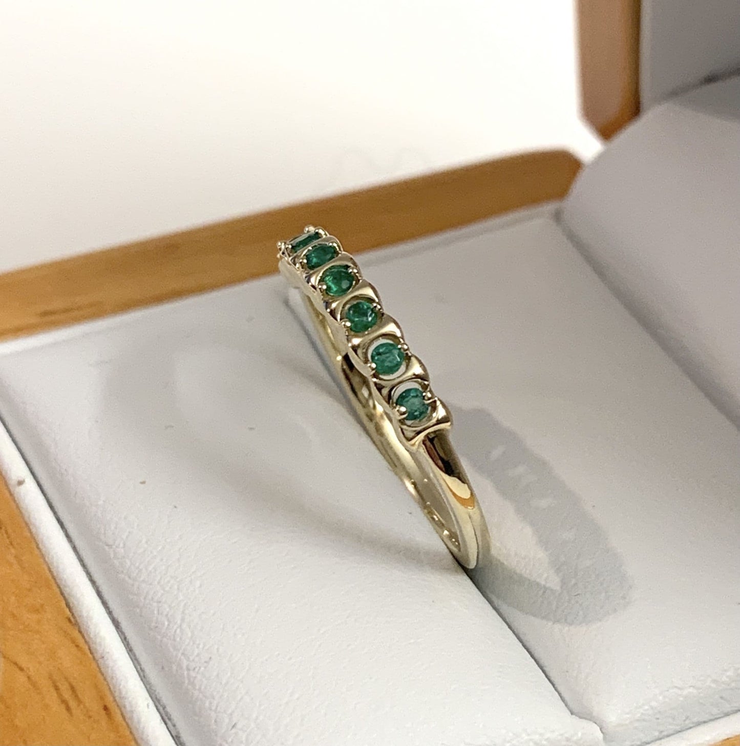 Green Emerald Eternity Ring Yellow Gold