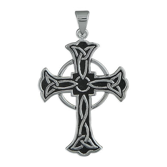 Enamelled Sterling Silver Celtic Cross Including Chain