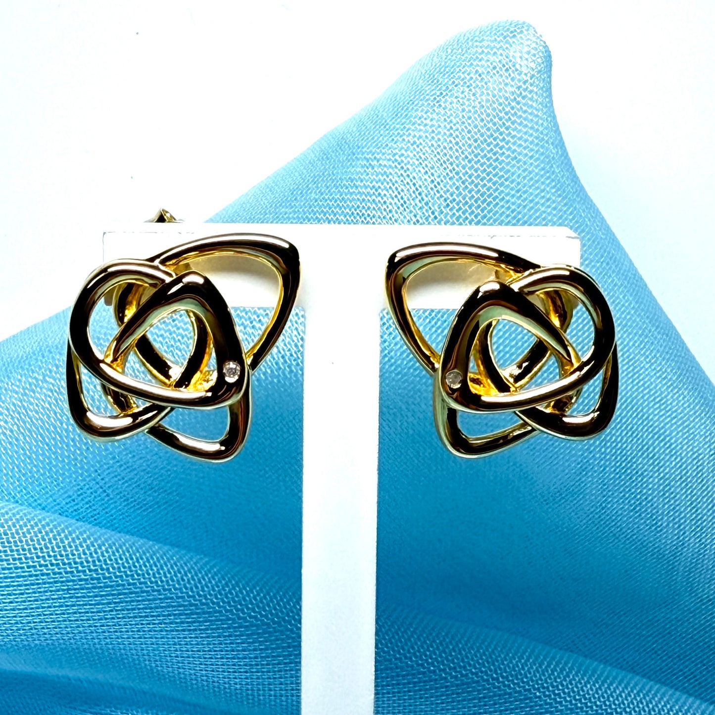 HD X GE Endless Hot Diamonds large open stud earrings sterling silver gold plated real diamond set DE843